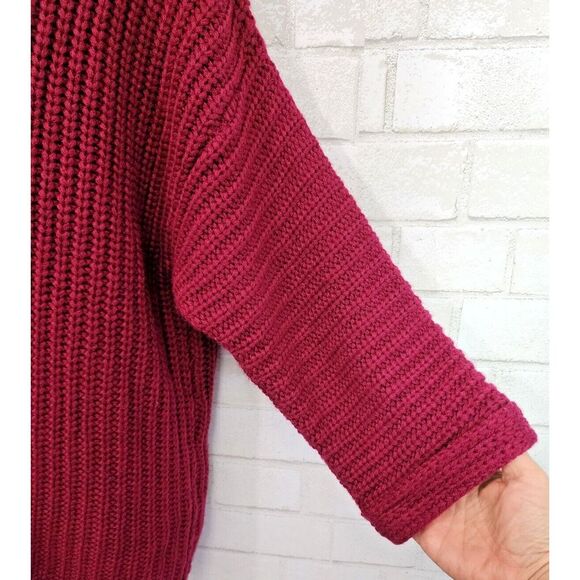 Umgee Maroon Burgundy Cowl Neck Chunky Knit Sweater Pullover Womens 2XL Boho - Picture 4 of 6